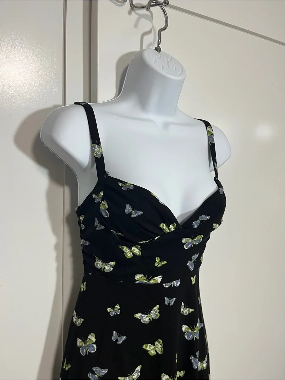 Urban Outfitters Black Mini Dress Butterfly Print Size Small Skater Whimsygoth - Picture 3 of 8